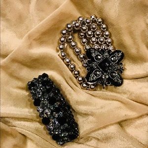 Two stunning black stone and crystal bracelets